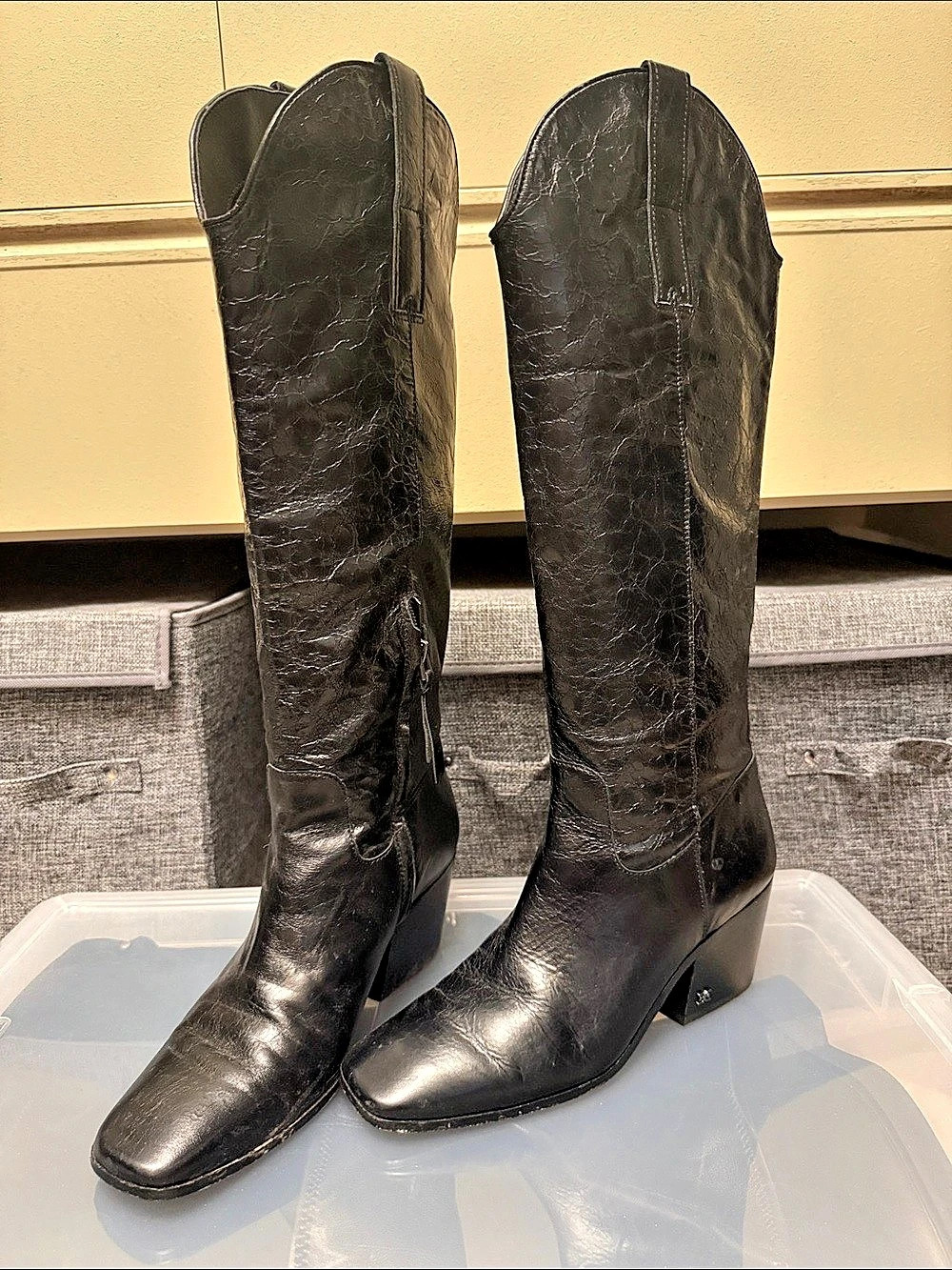 Sam Edelman Wyatt Western Knee High Boot Black Boots